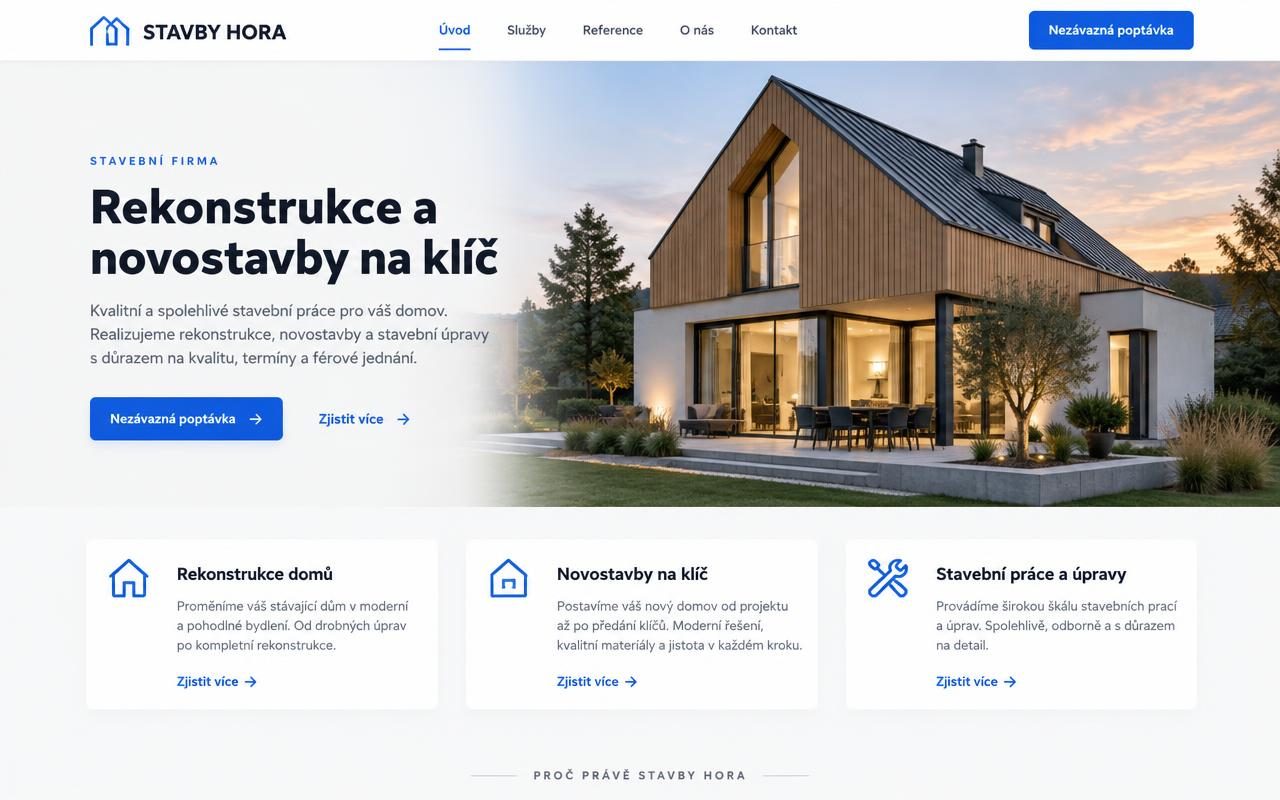 Náhled webu Stavby Hora
